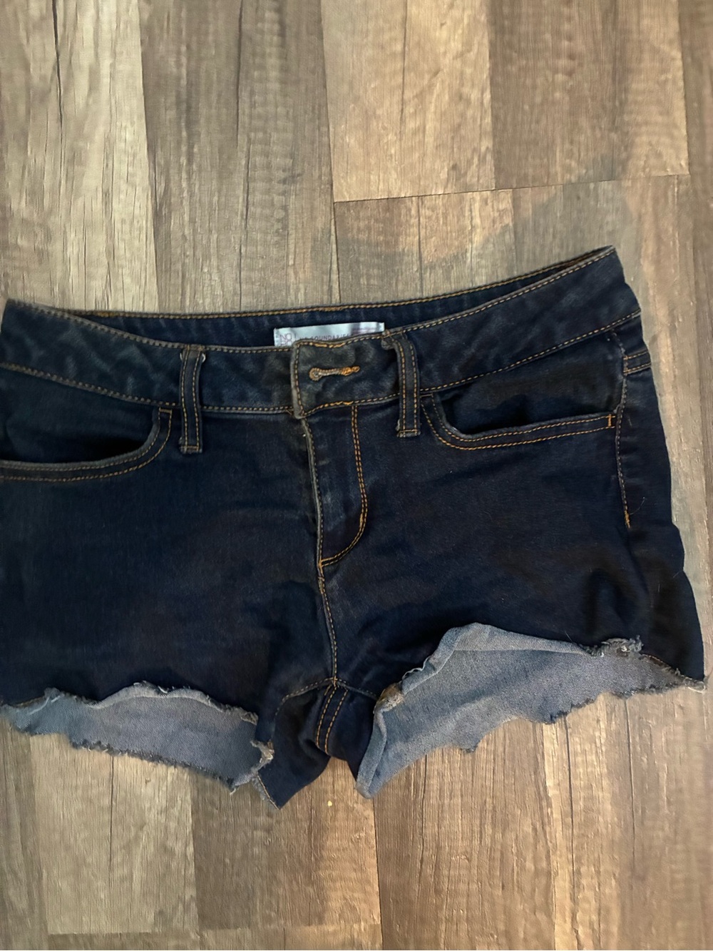 No Boundaries Dark Blue Denim Frayed Hem Shorts